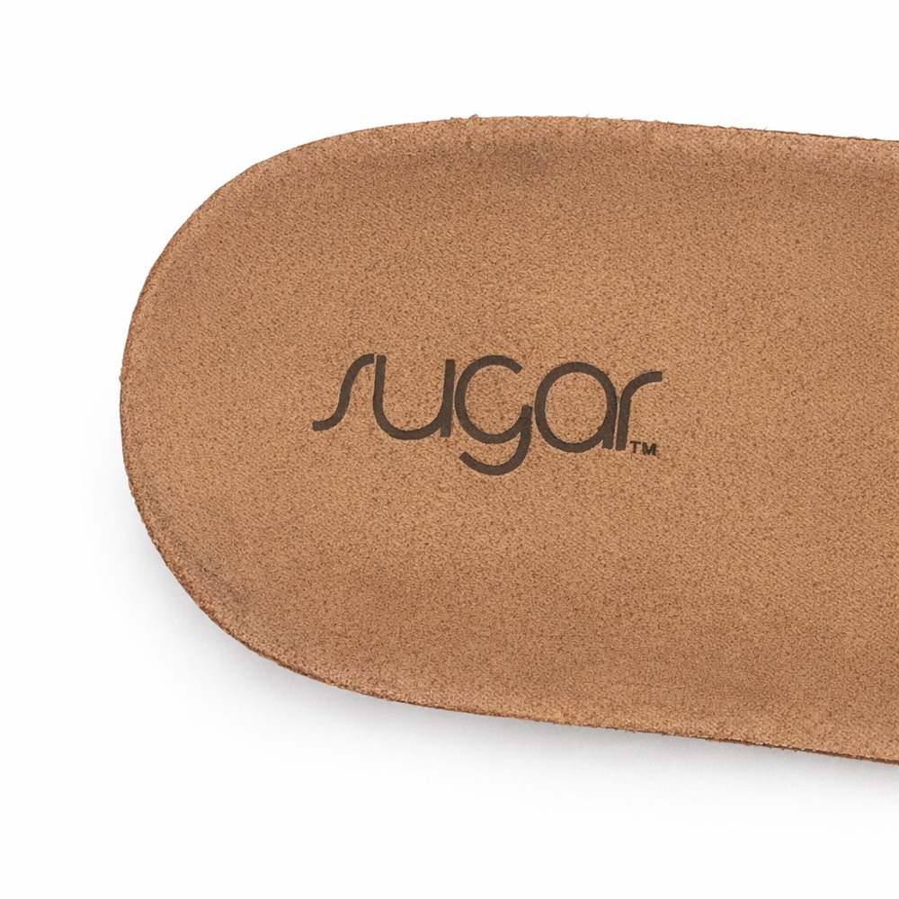 Sugar Mustard Yellow Slide Sandals Size 10 Cork Footbed Buckle - Picture 7 of 7